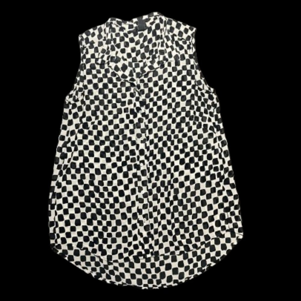 H&M Black White Abstract Sleeveless Blouse Top | Size 6 | Geometric Print